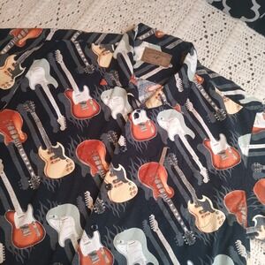 North River Outfitters Electric Guitar AOP‎ Hawaiian Shirt Mens XXL Musician